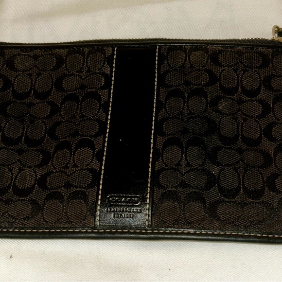 Coach Slim Black Signature Canvas & Leather Envelope Zipper Pouch/Clutch - Picture 9 of 9